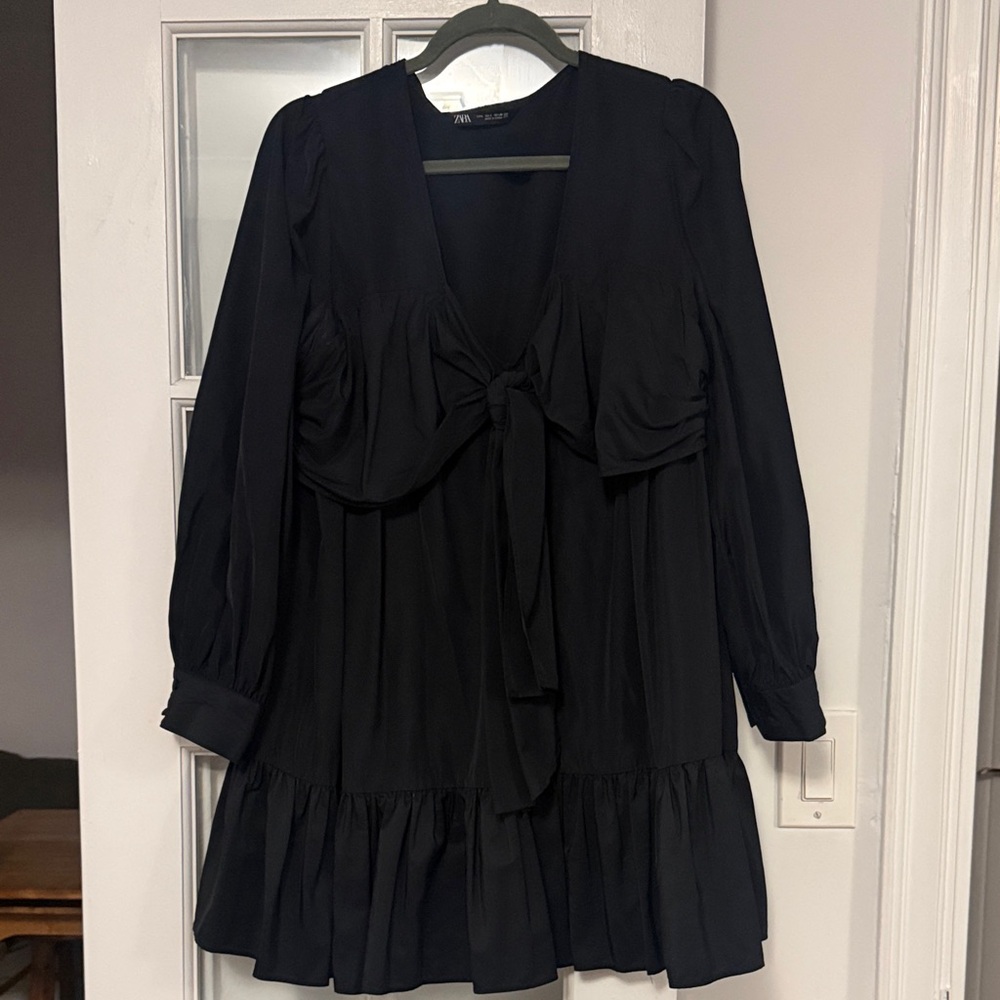 Zara Black Dress with Front Tie